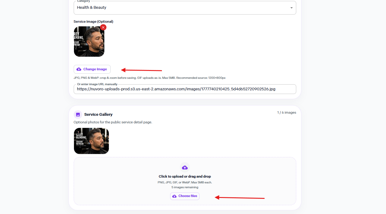 Adding Service image and gallery